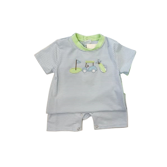 Baby Boys Gray Stripe Short Sleeves Golf Pant Rompers Preorder