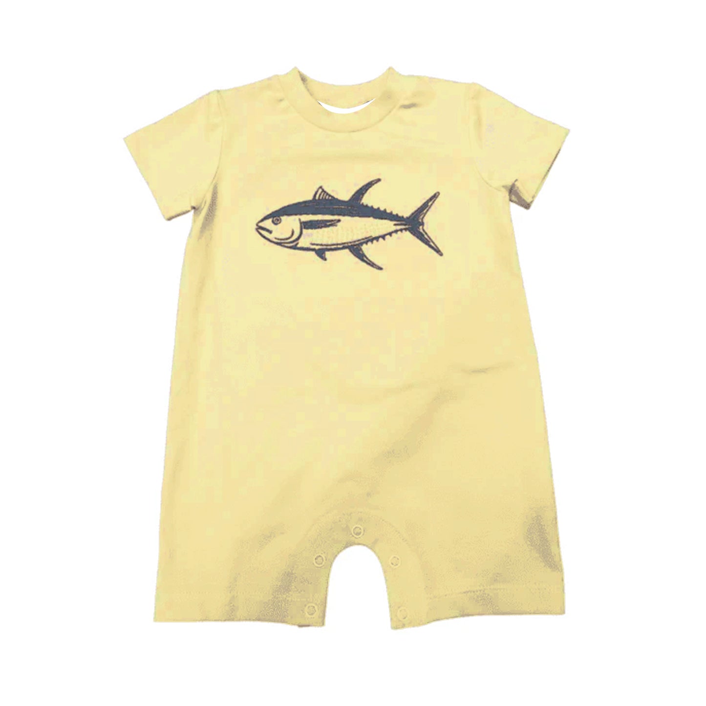 Baby Boys Yellow Short Sleeves Sharks Rompers Preorder