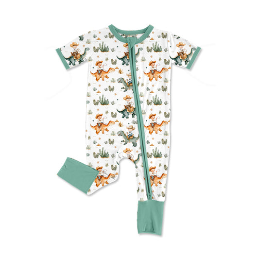 Baby Infant Boys Short Sleeves Dinosaurs Zipper Rompers Preorder
