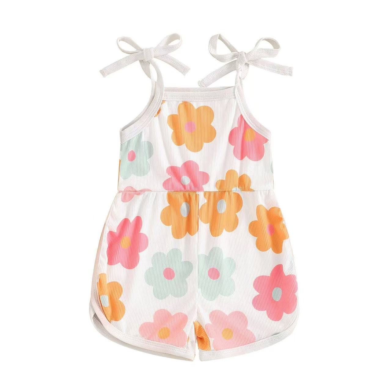 Baby Girls Strap Colorful Flowers Summer Jumpsuits Preorder