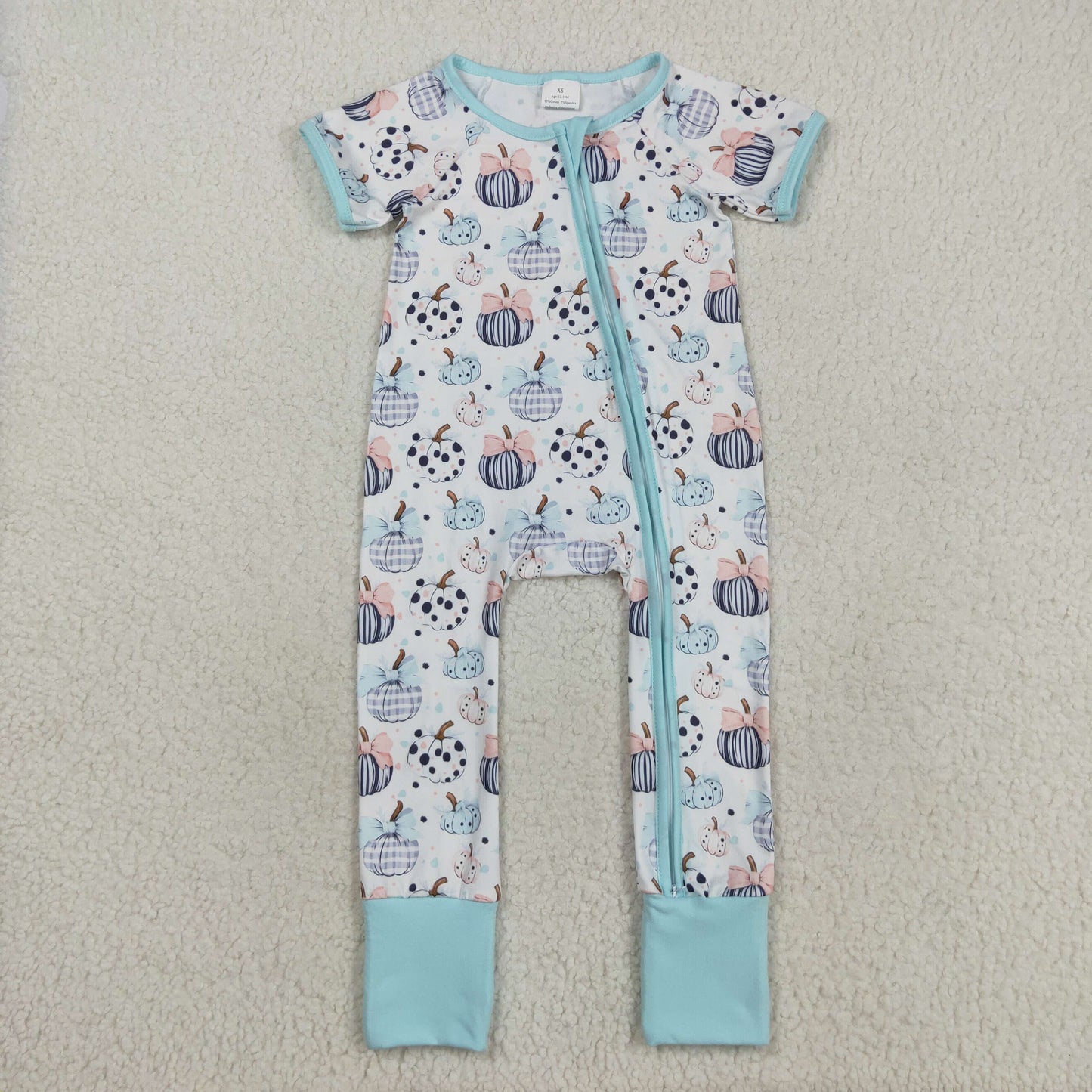 Sibling Baby Girls Bows Pumpkins Top Flare Pants Fall Clothes Set Zip Rompers