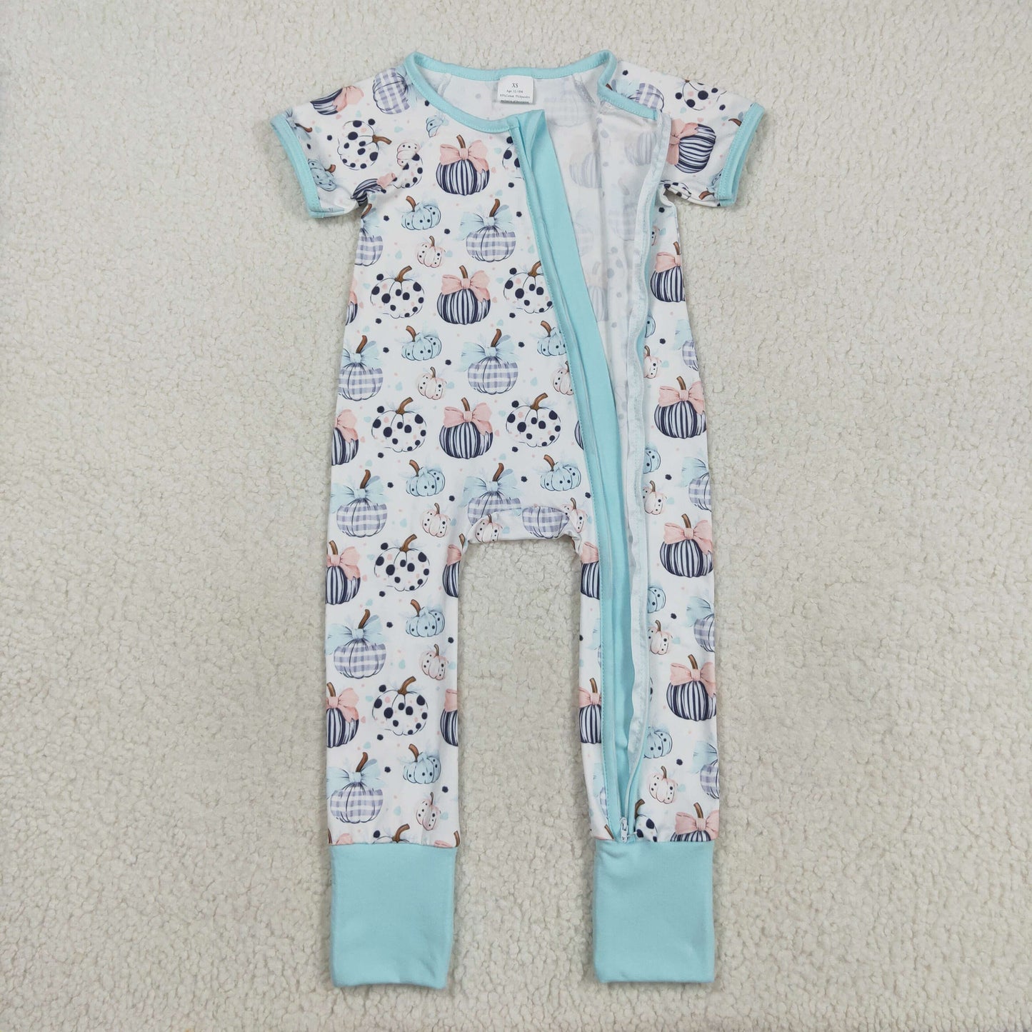Sibling Baby Girls Bows Pumpkins Top Flare Pants Fall Clothes Set Zip Rompers