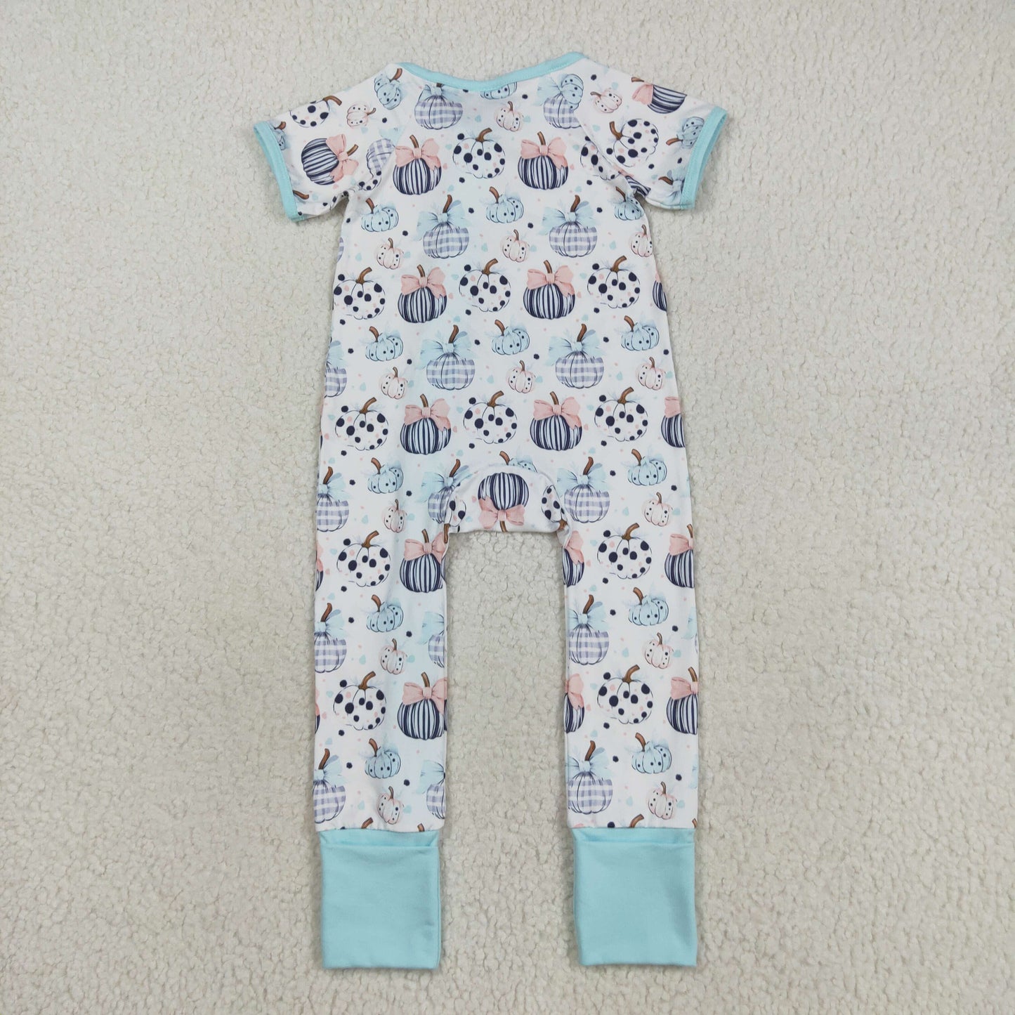 Sibling Baby Girls Bows Pumpkins Top Flare Pants Fall Clothes Set Zip Rompers