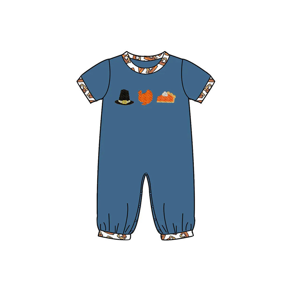 Baby Boys Navy Short Sleeves Turkey Hats Pant Rompers Preorder