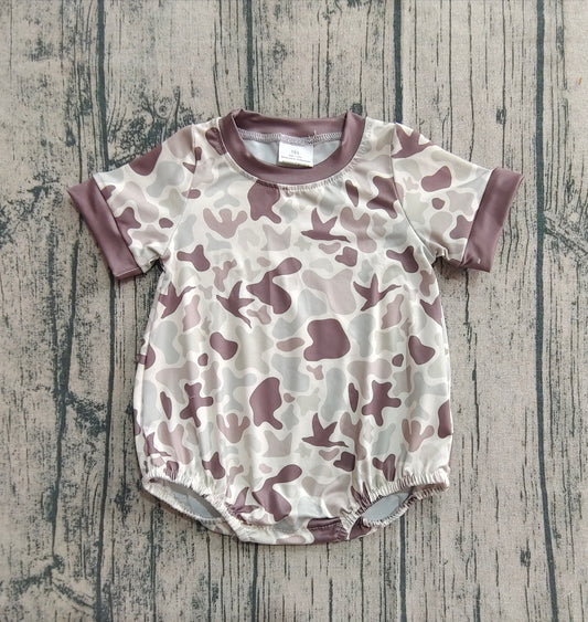 Baby Boys Short Sleeves Khaki Ducks Camo Rompers