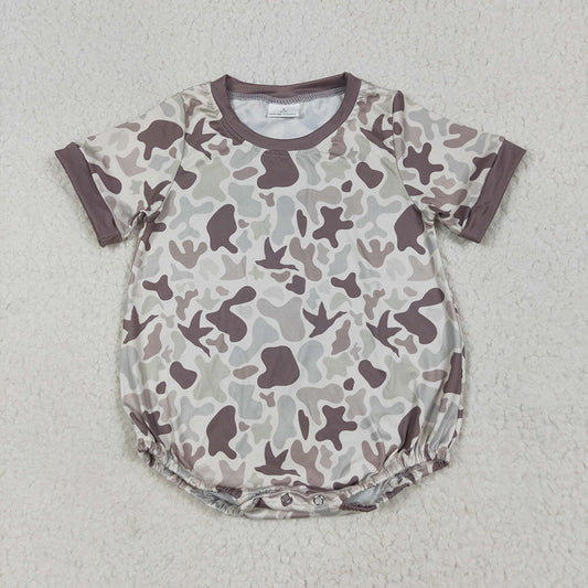 Baby Boys Short Sleeves Khaki Ducks Camo Rompers