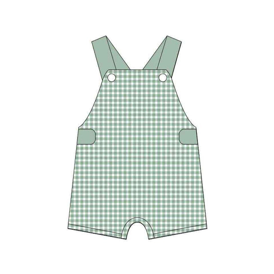 Baby Boys Strap Green Plaid Shorts Rompers Preorder