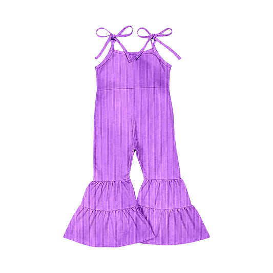 Preorder moq 5 Baby Girls Lavender Strap Bell Bottom Ribbed Jumpsuits