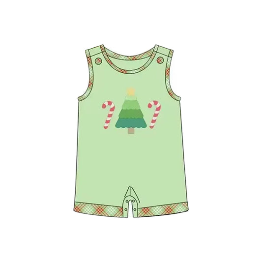 Baby Boys Green Sleeveless Tree Candy Cane Shorts Rompers Preorder