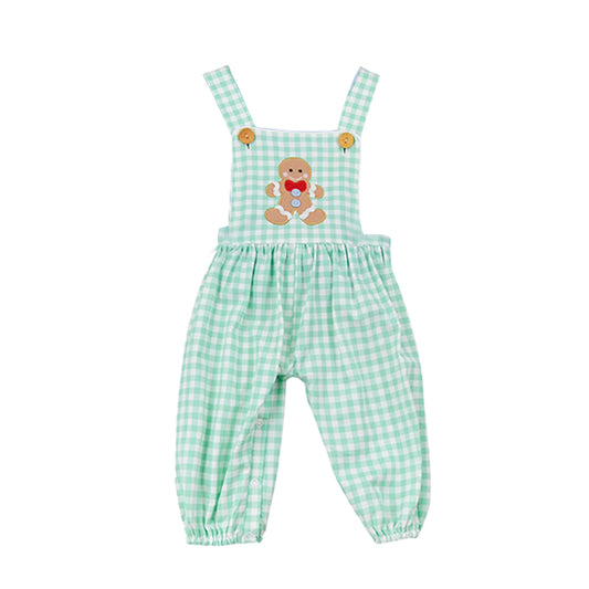 Baby Boys Aqua Plaid Strap Gingerbread Pant Jumpsuits Overalls