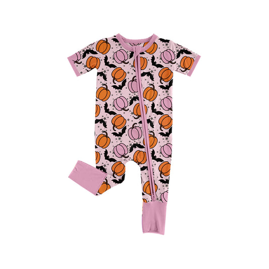 Baby Girls Short Sleeves Bats Pumpkins Zipper Pant Rompers Preorder