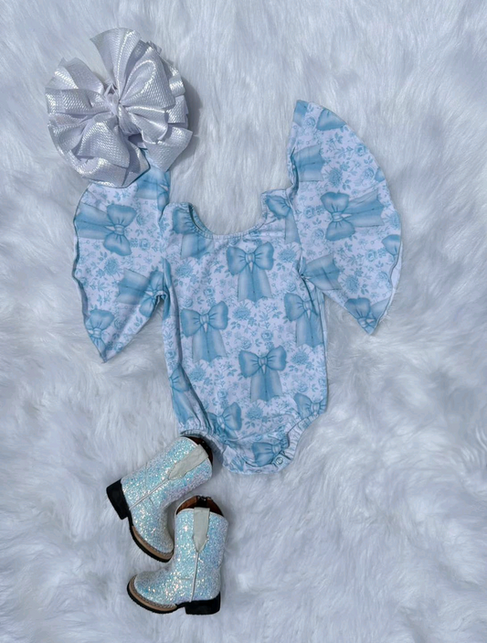 Baby Girls Bell Short Sleeves Bows Flowers Ruffle Rompers Preorder