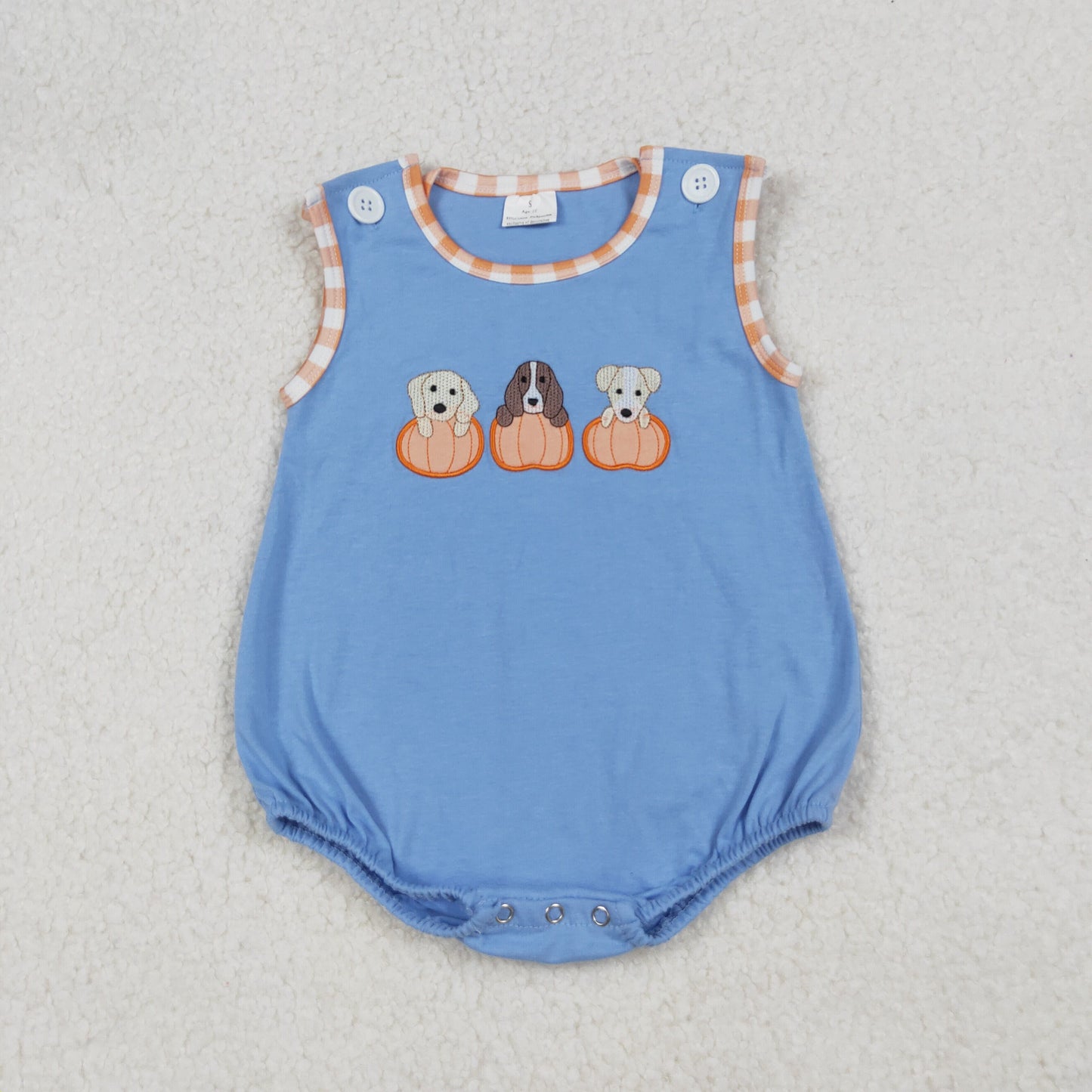 USA Shop Baby Boys Sleeveless Embroidery Dogs Pumpkins Fall Rompers