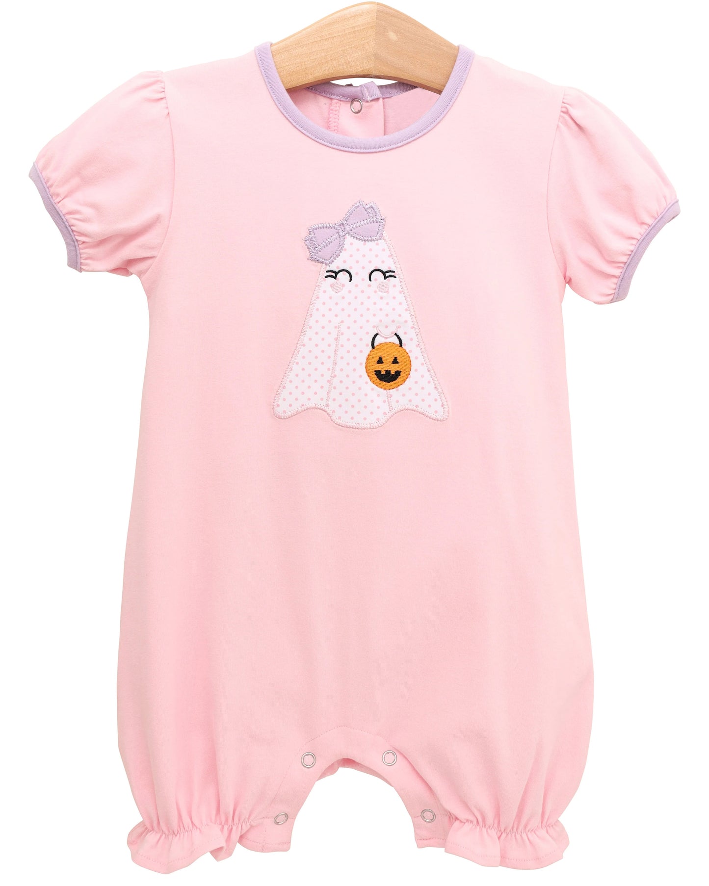 Baby Girls Pink Ghost Pumpkins Ruffle Short Halloween Rompers Preorder