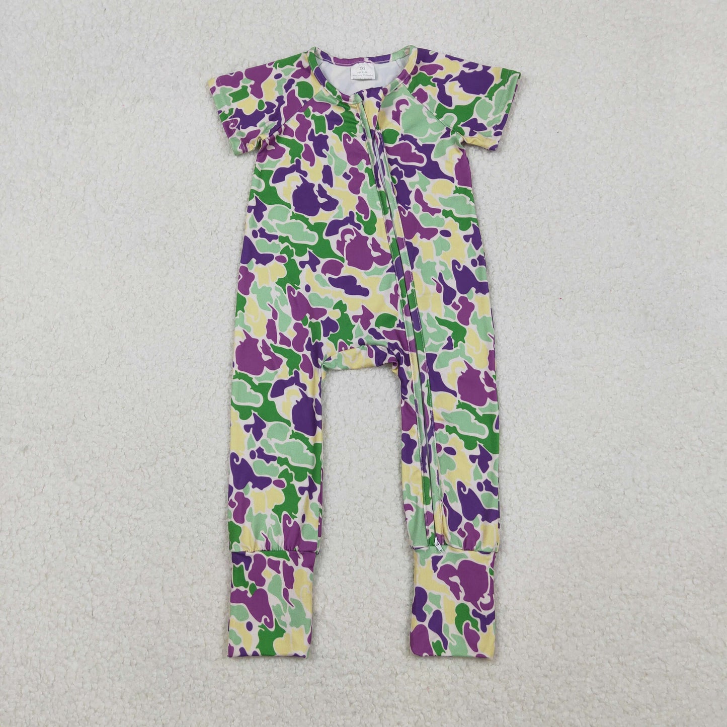 Sibling Baby Kids Mardigras Bows Camo Donuts Two Way Zip Convertible Rompers