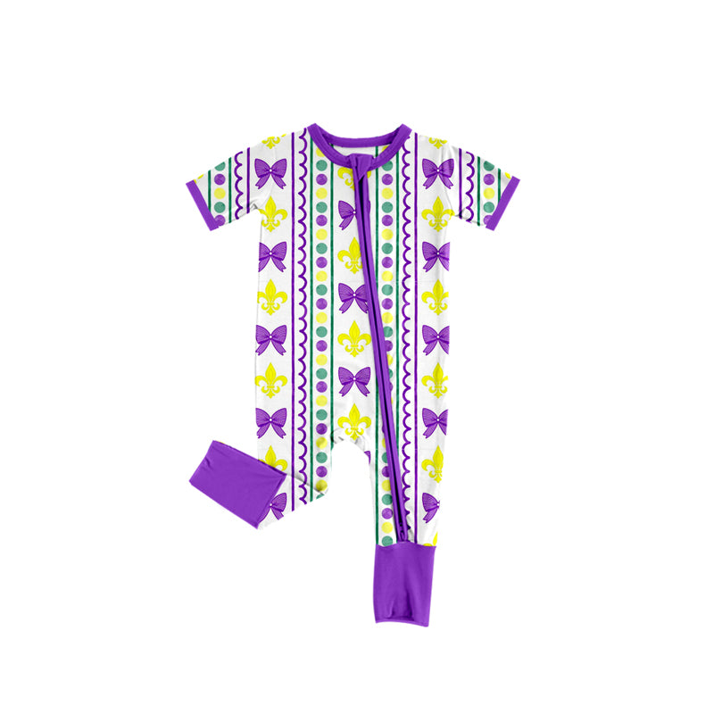 Baby Boys Anchors Bows Stripe Mardigras Zipper Footie Rompers Preorder
