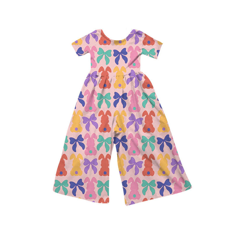 Baby Girls Colorful Bows Rabbits Easter Pant Jumpsuits Preorder