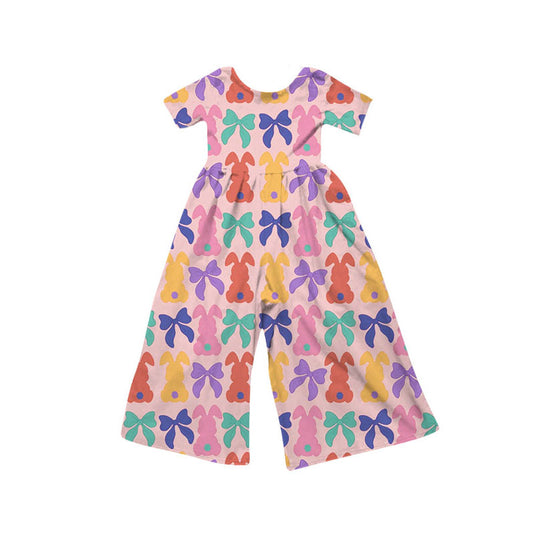 Baby Girls Colorful Bows Rabbits Easter Pant Jumpsuits Preorder