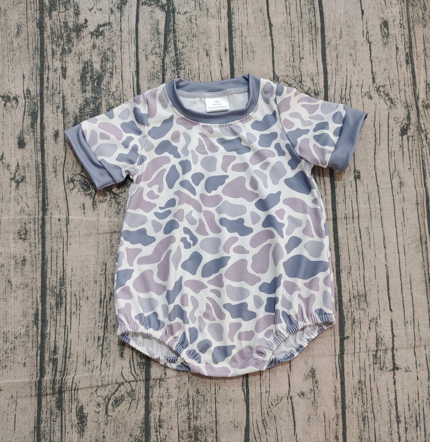 Baby Boys Short Sleeve Grey Camo Southern Rompers