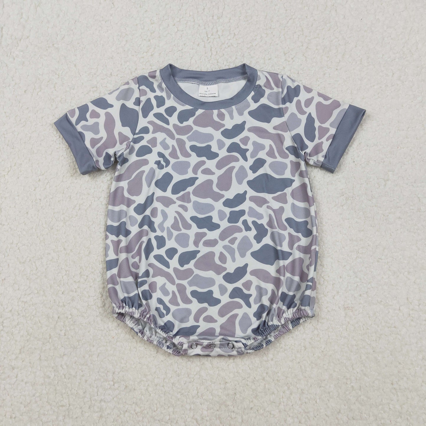 USA Shop Baby Boys Short Sleeve Southern Light Grey Camo Rompers