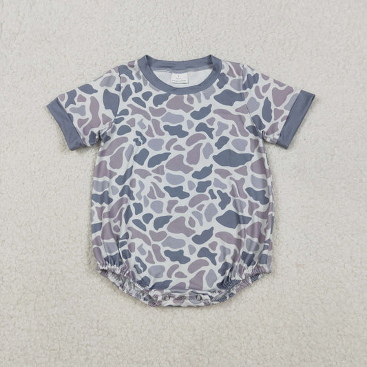 USA Shop Baby Boys Short Sleeve Southern Light Grey Camo Rompers