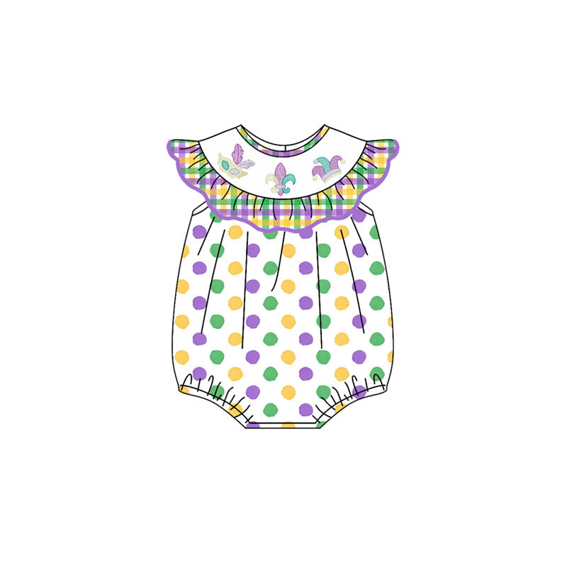 Baby Girls Mardigras Polka Dots Anchors Ruffle Rompers Preorder