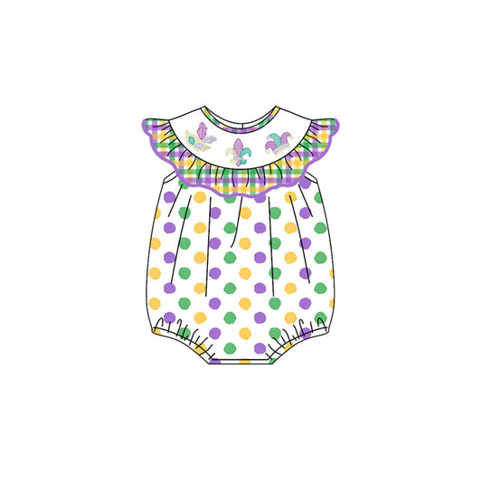 Baby Girls Mardigras Polka Dots Anchors Ruffle Rompers Preorder