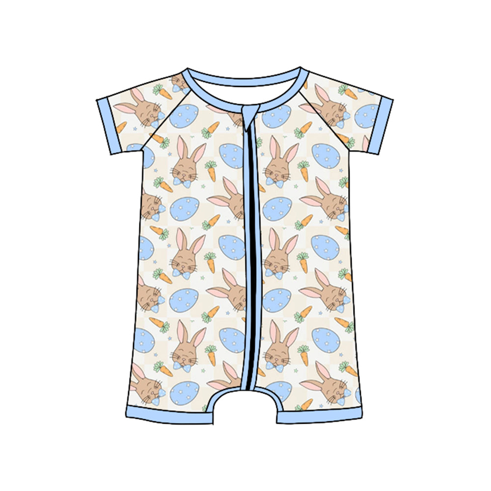 Baby Boys Rabbits Eggs Easter Shorts Zipper Rompers Preorder