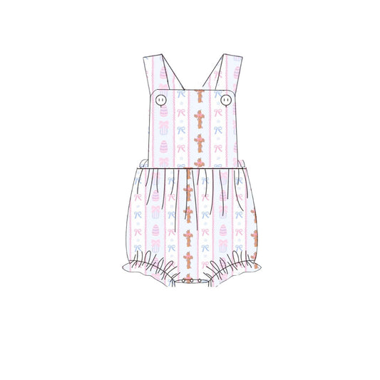 Baby Girls Bows Eggs Crosses Stripe Easter Strap Ruffle Rompers Preorder