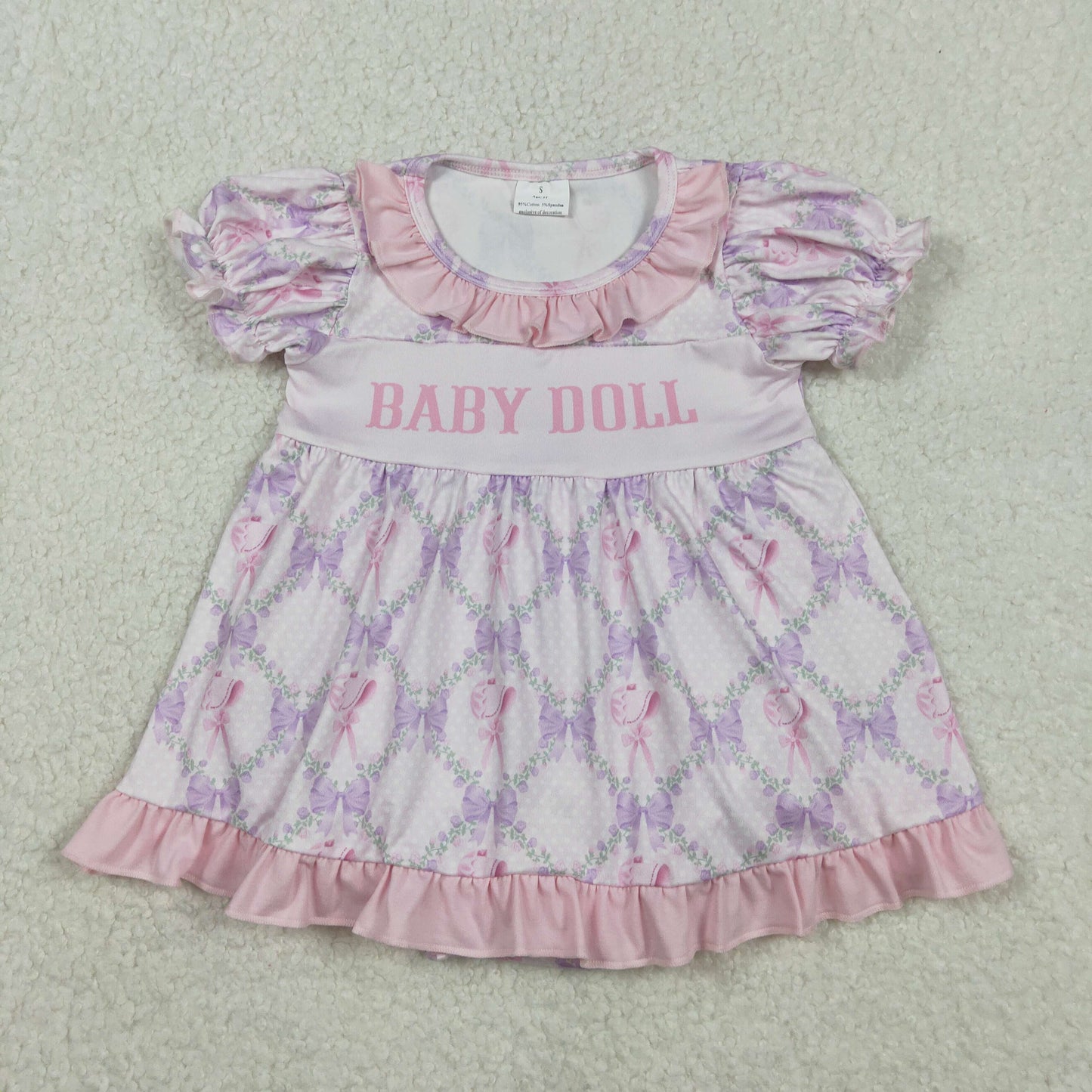 Sibling Baby Girls Baby Doll Flowers Bows Checked Collar Tunic Ruffle Rompers