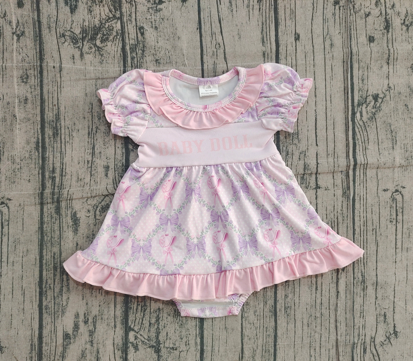 Baby Girls Baby Doll Bows Flowers Checked Tunic Ruffle Bummier Rompers