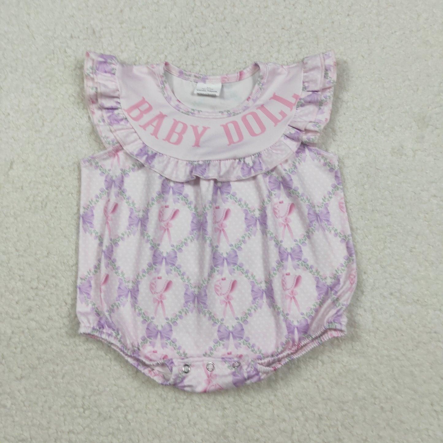 Sibling Baby Girls Baby Doll Flowers Bows Checked Collar Tunic Ruffle Rompers
