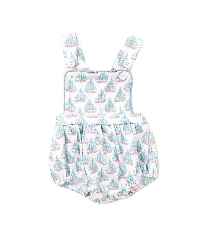 Baby Boys Straps Boats Plaid Rompers Preorder