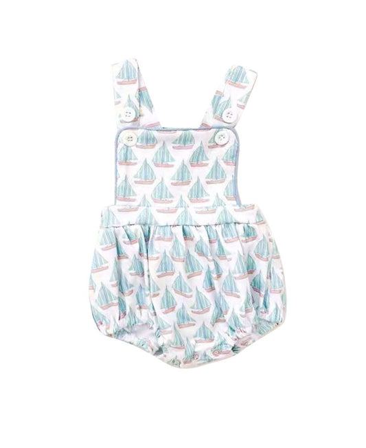 Baby Boys Straps Boats Plaid Rompers Preorder