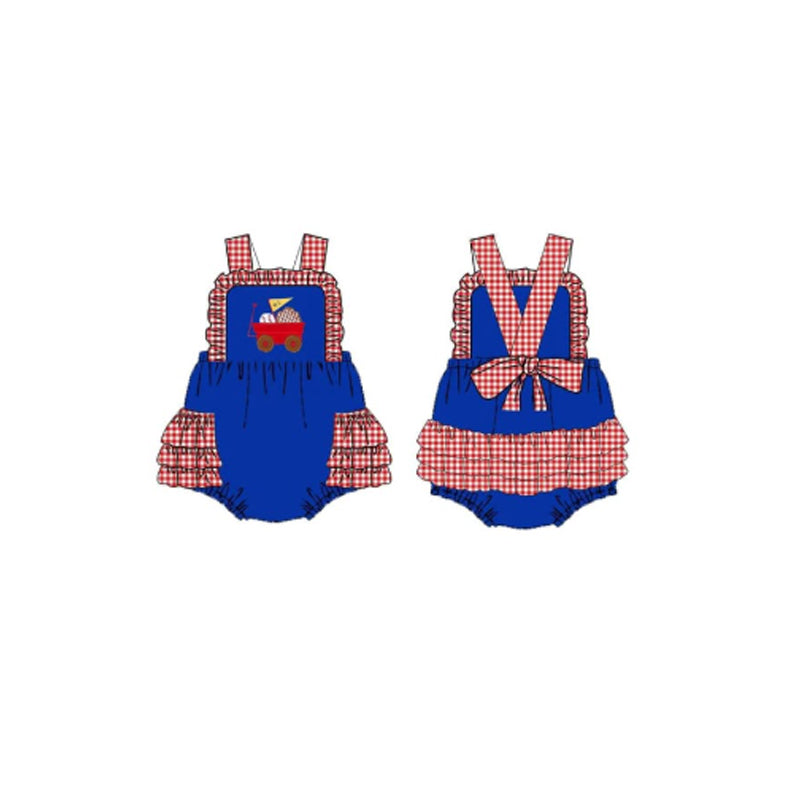 Baby Girls Strap Baseball Truck Team Ruffle Rompers Preorder