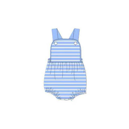 Baby Boys Strap Blue Stripe Rompers Preorder