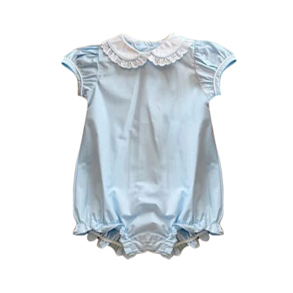 Baby Girls Light Blue Collar Ruffle Rompers Preorder
