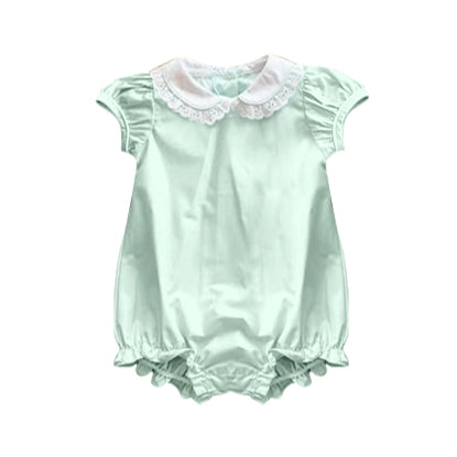 Baby Girls Aqua Collar Ruffle Rompers Preorder