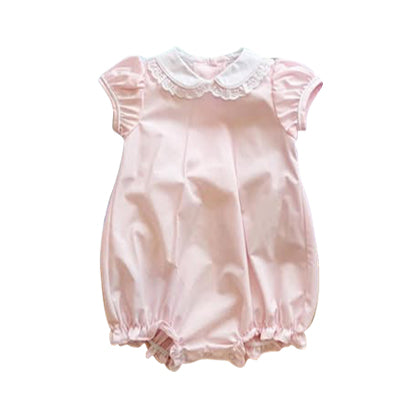 Baby Girls Light Pink Collar Ruffle Rompers Preorder