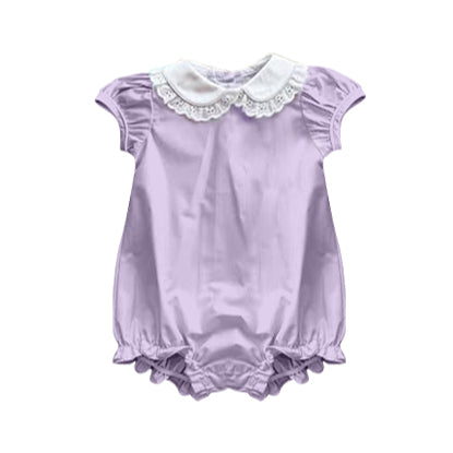 Baby Girls Purple Collar Ruffle Rompers Preorder