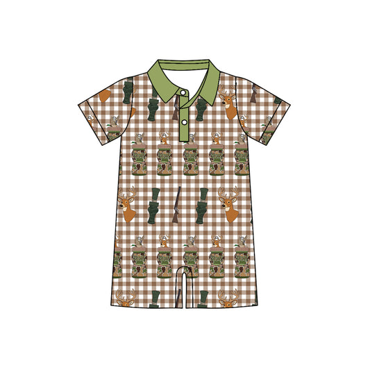 Baby Boys Camo Calls Deer Button Hunting Rompers Preorder