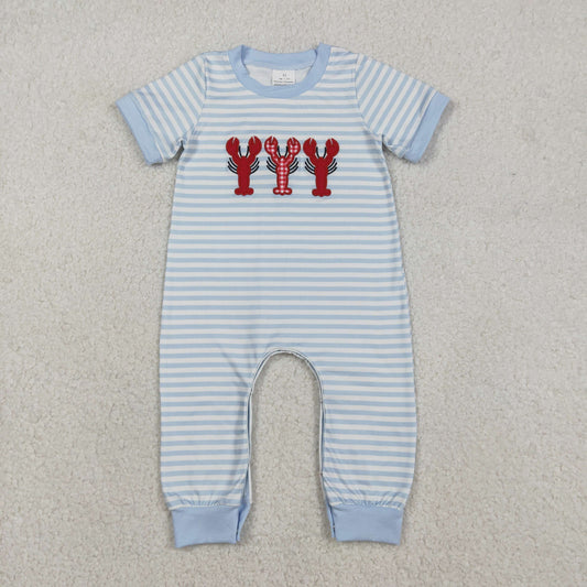 Sibling Baby Boys Short Sleeve Embroidery Pant Hunting Team Rompers