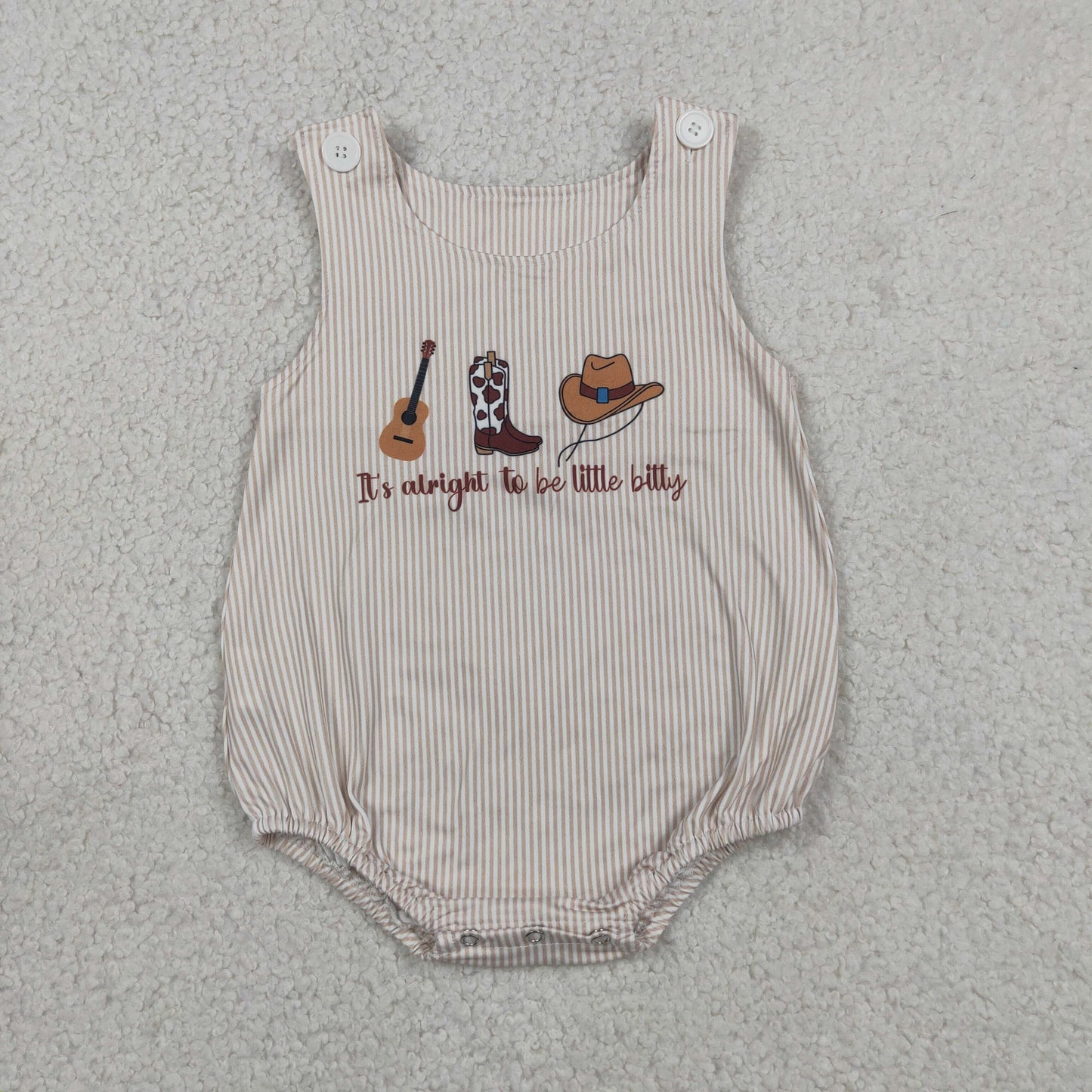 Sibling Baby Kids It's Alright to Be Little Bitty Stripe Top Short Western Clothes Set Rompers