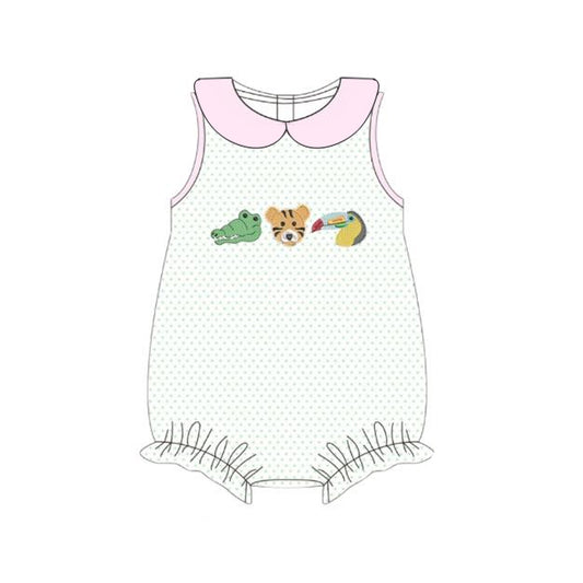 Baby Girls Polka Dots Crocodiles Tigers Collar Ruffle Rompers Preorder