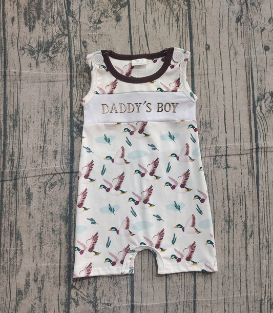 Smocked Daddy's Boy  Ducks Hunting Shorts Rompers Preorder