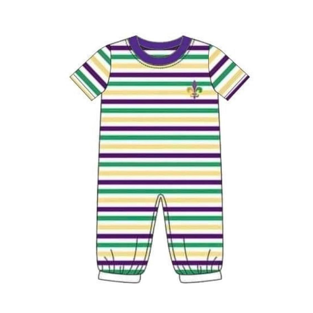 Baby Boys Mardigras Stripe Anchors Footie Rompers Preorder