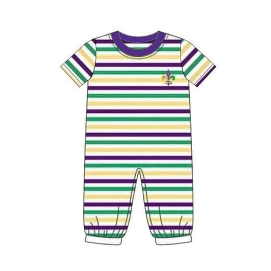 Baby Boys Mardigras Stripe Anchors Footie Rompers Preorder