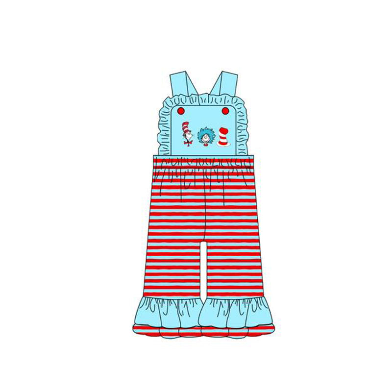 Baby Girls Strap Mr Reading Stripe Ruffle Pants Jumpsuits Preorder