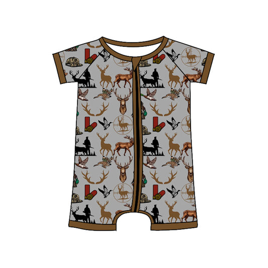 Baby Boys Deer Dogs Hunting Zipper Rompers Preorder
