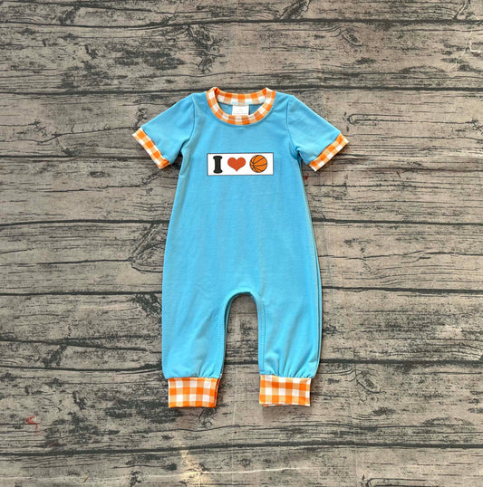 Embroidery I Love Basketballs Baby Boys Team Footie Rompers Preorder